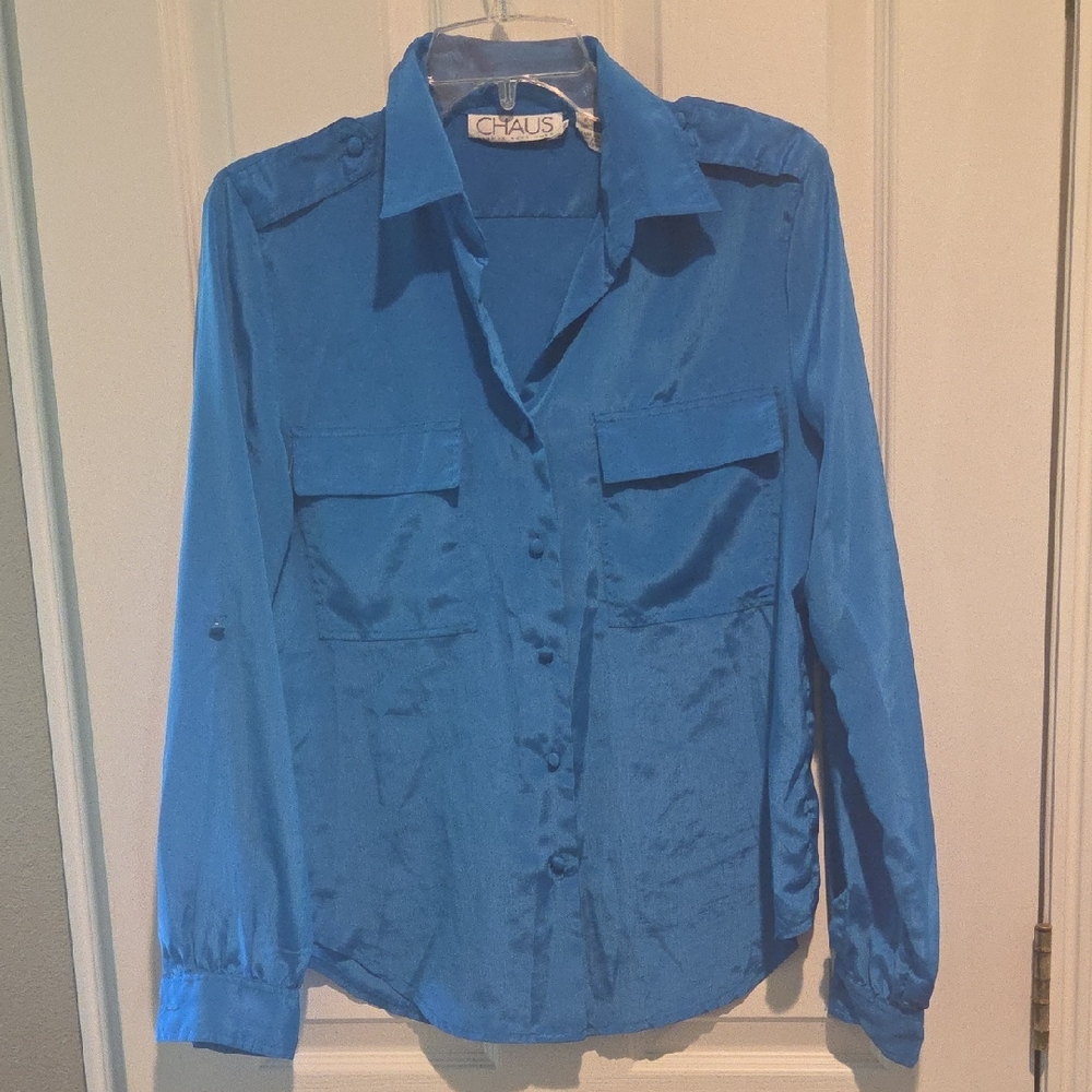 Chaus Vibrant Blue Long Sleeve Shirt